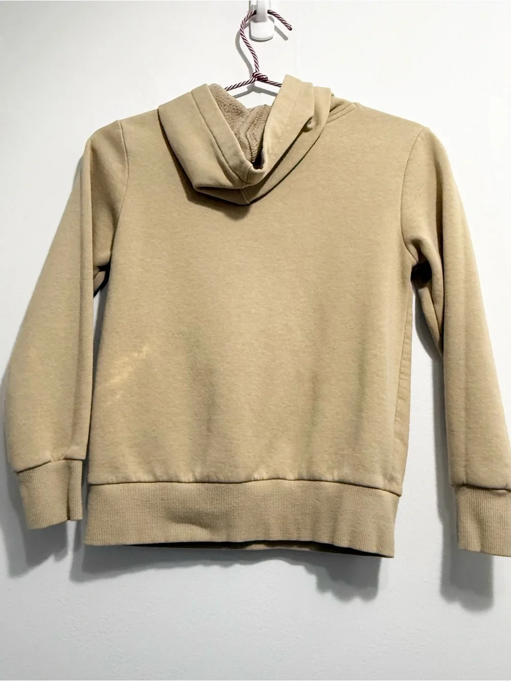 CONVERSE Kids Beige Fleece Lined Hoodie Logo Sweatshirt Size S 8-10